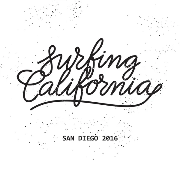 Surfen Californië belettering — Stockvector