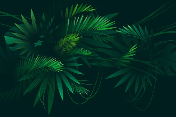 Fond Tropical Avec Des Feuilles Palmier — Image vectorielle