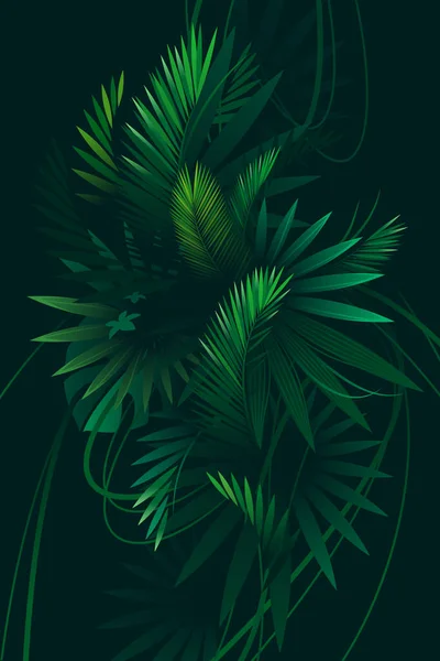 Fondo Tropical Con Hojas Palma — Vector de stock