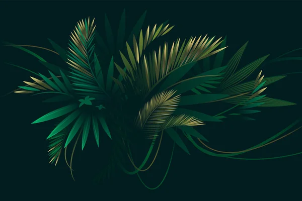 Sfondo Tropicale Con Foglie Palma Decorative Dorate Grafiche Vettoriali