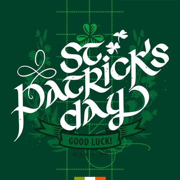 Carte Saint Patrick Avec Inscriptio Calligraphique — Image vectorielle