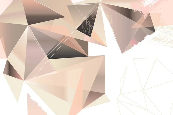 Polygonal Gradient Shapes Abstract Pattern Artistic Brush Strokes Shades Beige 로열티 프리 스톡 벡터