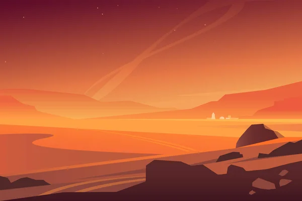 Martian Valley Minimalist Style Landscape 스톡 벡터