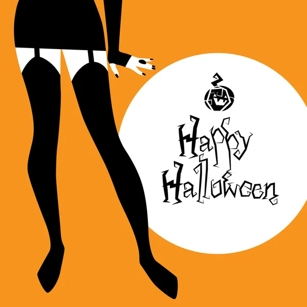 Halloween fundo com pernas de bruxa bonita —  Vetores de Stock