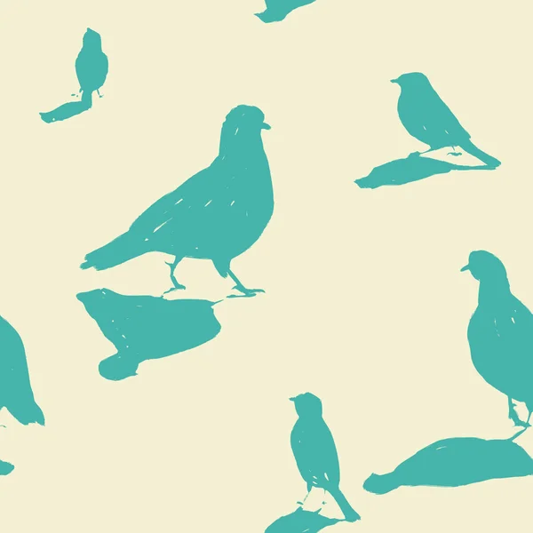 City birds vintage seamless pattern