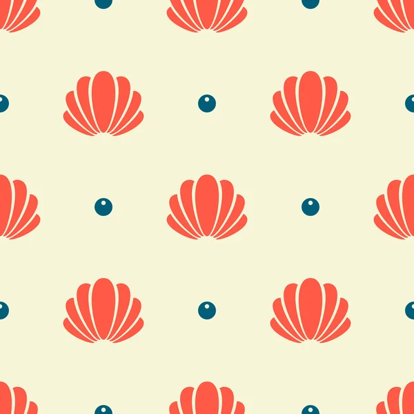 Seashell seamless pattern — Stock Vector