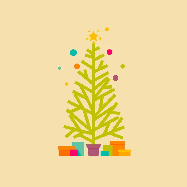 Albero di Natale e scatole regalo — Vettoriale Stock