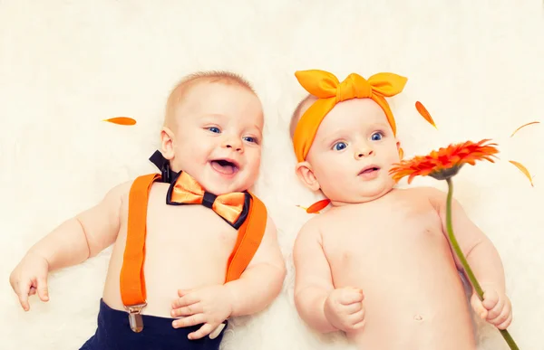 Happy funny twins — Stock Photo, Image