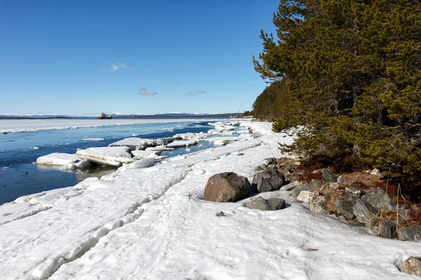 O gelo do mar é destruído na primavera — Fotografia de Stock