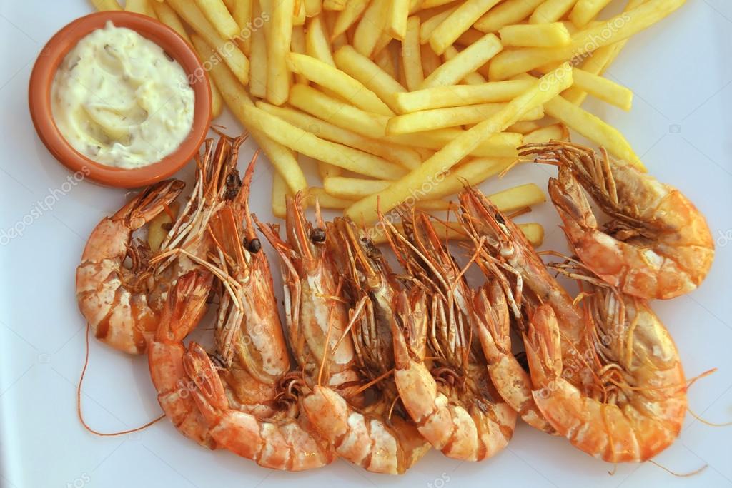 Shrimps meal in restaurant — Stock Photo © blue_rain 87790844
