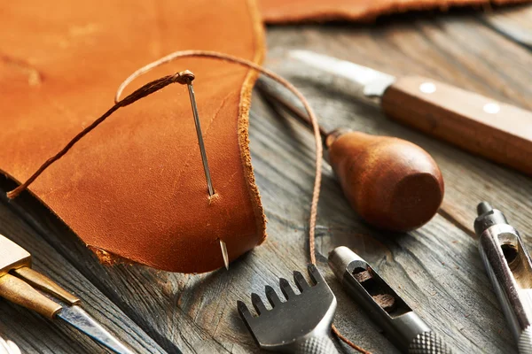 Lederen crafting tools — Stockfoto