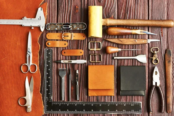 Lederen crafting tools — Stockfoto