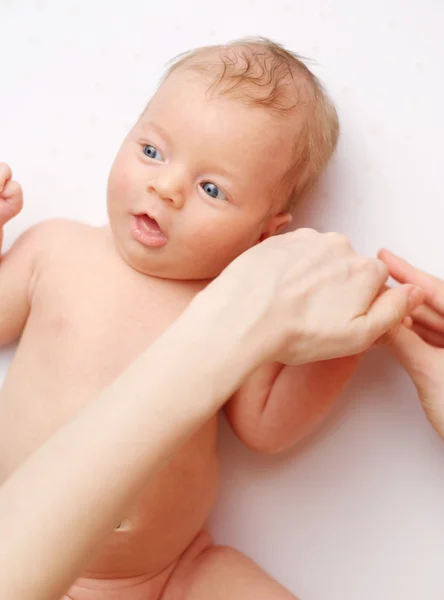 Newborn baby massage — Stock Photo, Image