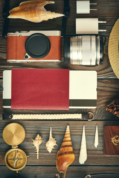 Travel items flat lay — Stock Photo, Image