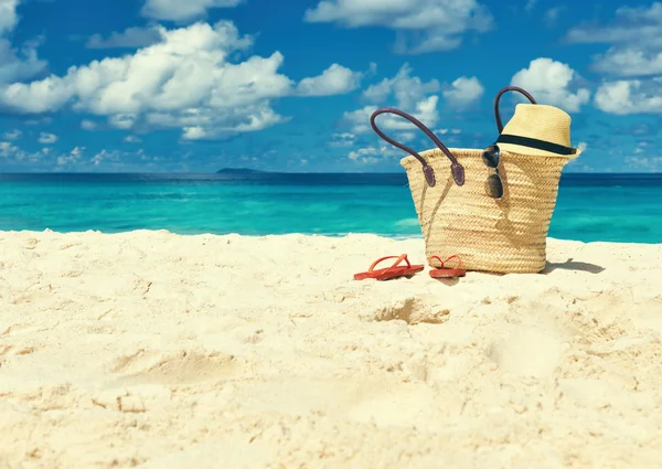 Bag at  sea beach — Stock Photo, Image