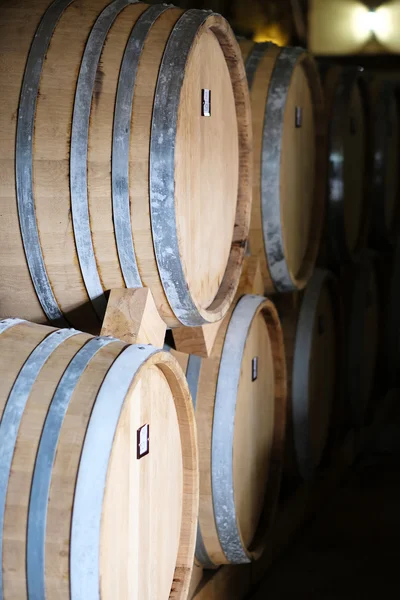 Wooden wine barrels — Stok fotoğraf