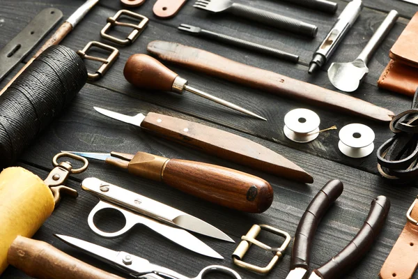 Lederen crafting tools — Stockfoto