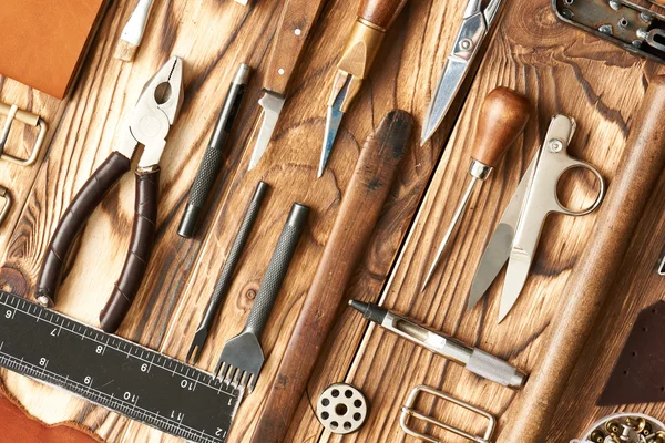 Leather crafting tools — Stock Photo, Image