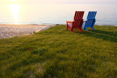 Göl Huron gün batımında
