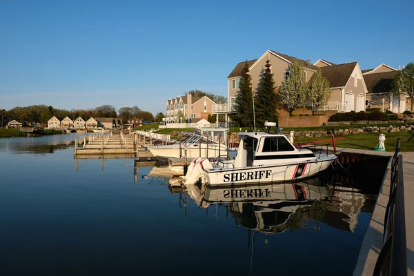 Marina na jeziora Huron w Port Austin — Zdjęcie stockowe