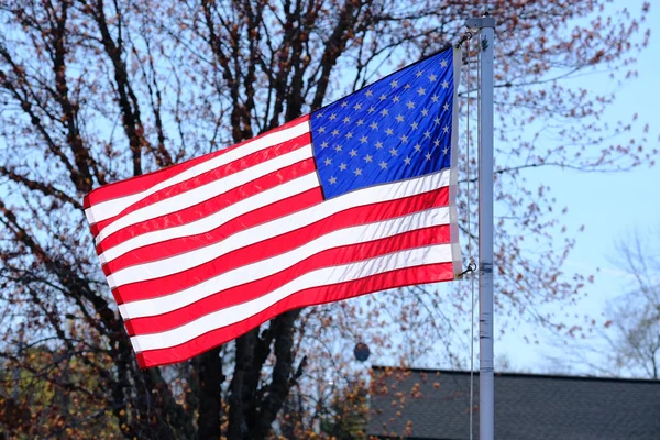 Bandera americana en barrio suburbano —  Fotos de Stock