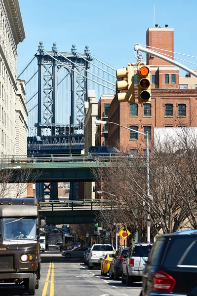 Berühmter Blick auf Manhattan Bridge — Stockfoto