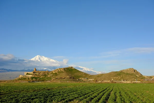 Khor Virap znacznie i Ararat mountain — Zdjęcie stockowe