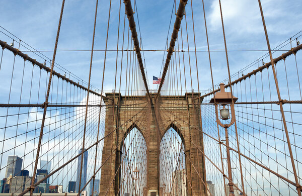 Brooklyn bridge pillar, New York City, USA