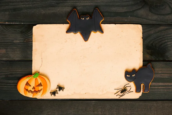 Prázdný papír a halloween soubory cookie — Stock fotografie