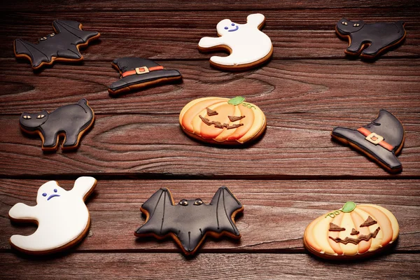 Mucchio di biscotti di pan di zenzero di Halloween — Foto Stock