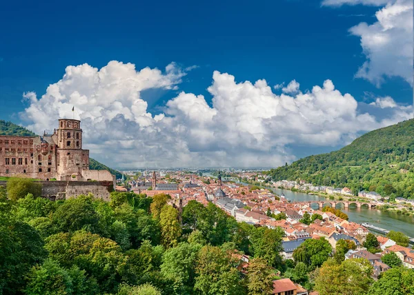 Heidelberg Ville Avec Vieux Pont Karl Theodor Château Sur Rivière — Photo