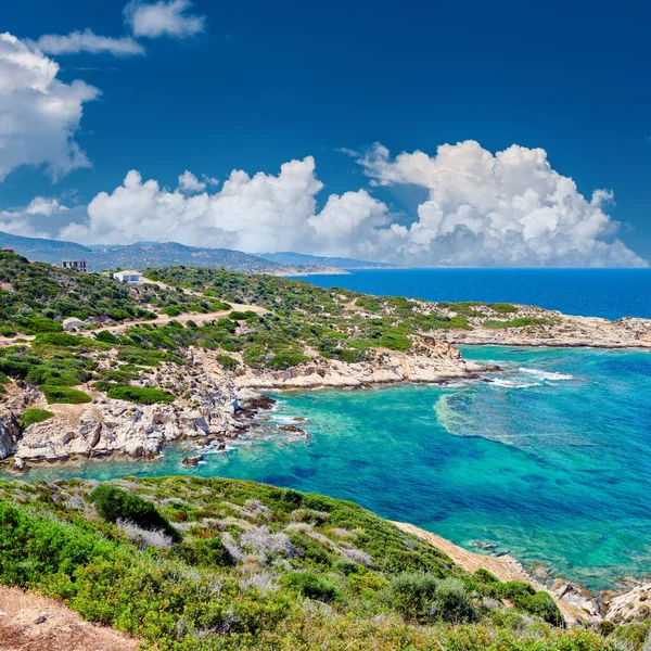 Hermosa Playa Paisaje Costa Rocosa Sithonia Grecia —  Fotos de Stock