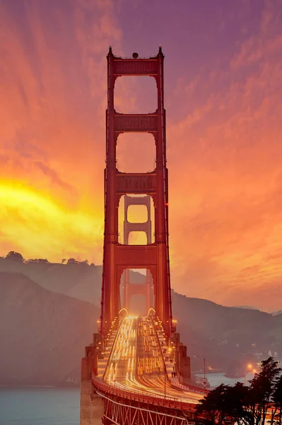 Golden Gate Bridge Vista Dal Golden Gate Vista Tramonto San — Foto Stock