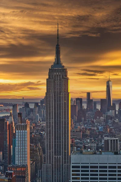 Vue Paysage Urbain Manhattan Coucher Soleil New York États Unis — Photo