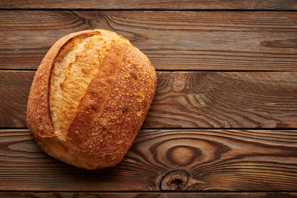 Freshly Baked Homemade Tartine Bread Wooden Table — Stock Photo, Image