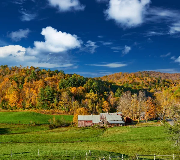 Jenne Farm Stodołą Słoneczny Jesienny Dzień Vermont Usa — Zdjęcie stockowe