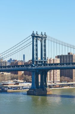 Manhattan Köprüsü ve skyline brooklyn Köprüsü'nden görüntülemek