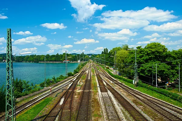 リンダウで田園風景の線路 — ストック写真