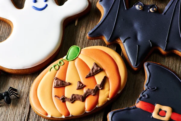 Halloween homemade gingerbread cookies — Stock Photo, Image