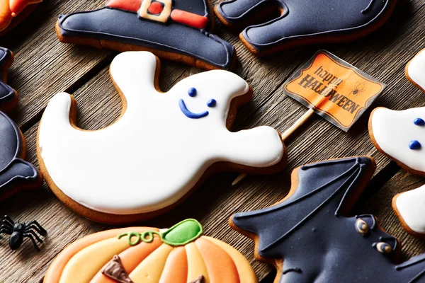 Halloween homemade gingerbread cookies — Stock Photo, Image