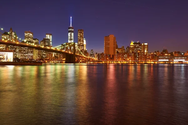 Brooklyn bron på natten — Stockfoto