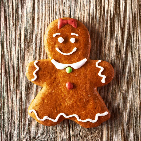 Christmas homemade gingerbread girl cookie — Stock Photo, Image