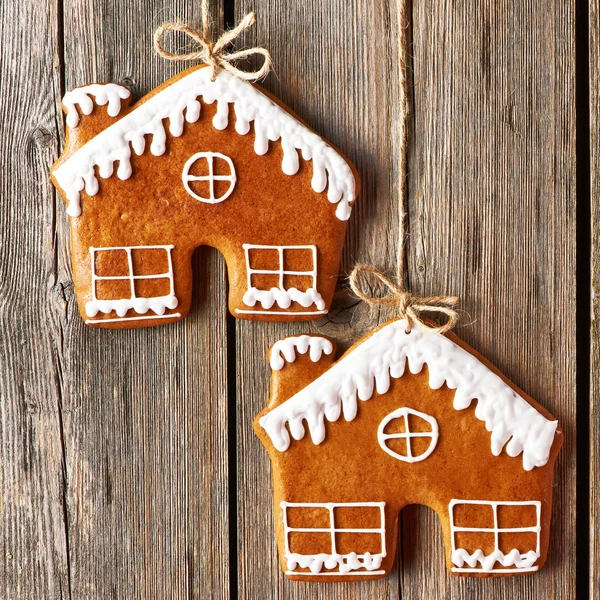 Galletas caseras de la casa del jengibre de Navidad —  Fotos de Stock