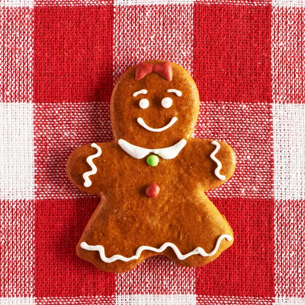 Galleta casera de Navidad de jengibre niña —  Fotos de Stock