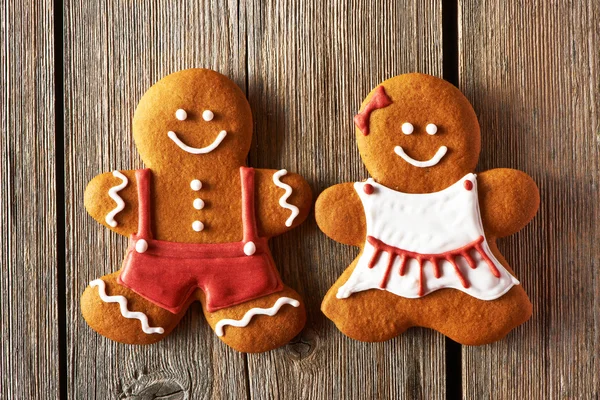 Christmas homemade gingerbread couple cookies — Stock Photo, Image