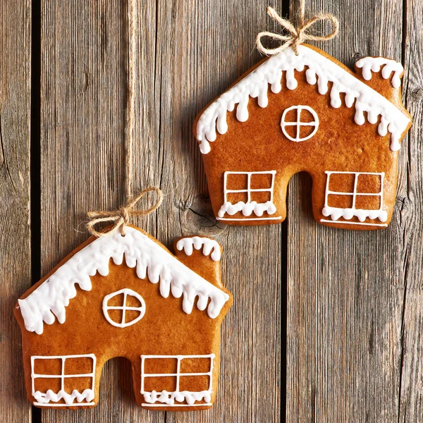 Jul hembakade pepparkakor hus — Stockfoto