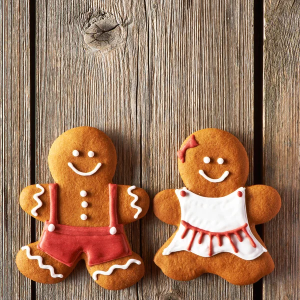 Navidad casera de jengibre par de galletas — Foto de Stock