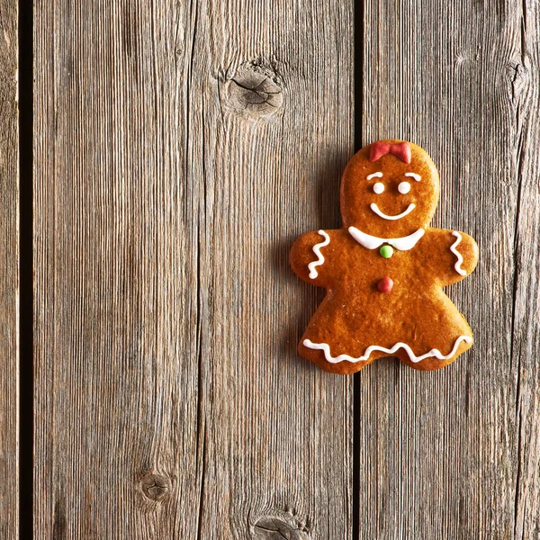 Christmas homemade gingerbread girl cookie — Stock Photo, Image