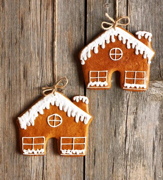 Christmas homemade gingerbread house cookies — Stock Photo, Image