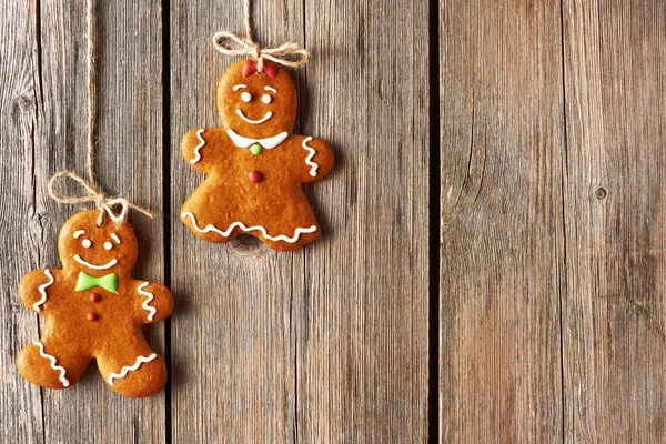 Natale fatti in casa pan di zenzero coppia biscotti — Foto Stock